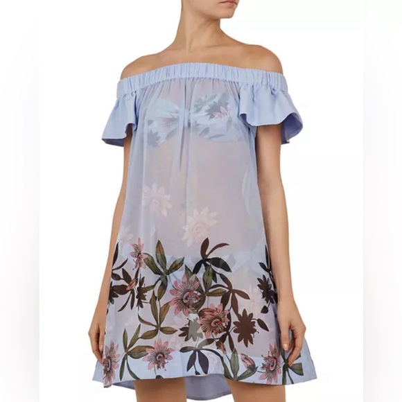 Ted Baker Other - Ted Baker Blue Ruffled Smocked Coverup Dress
